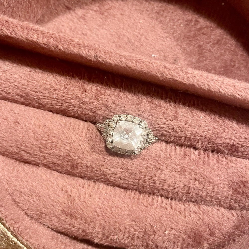 Sterling Silver White Topaz Halo Ring